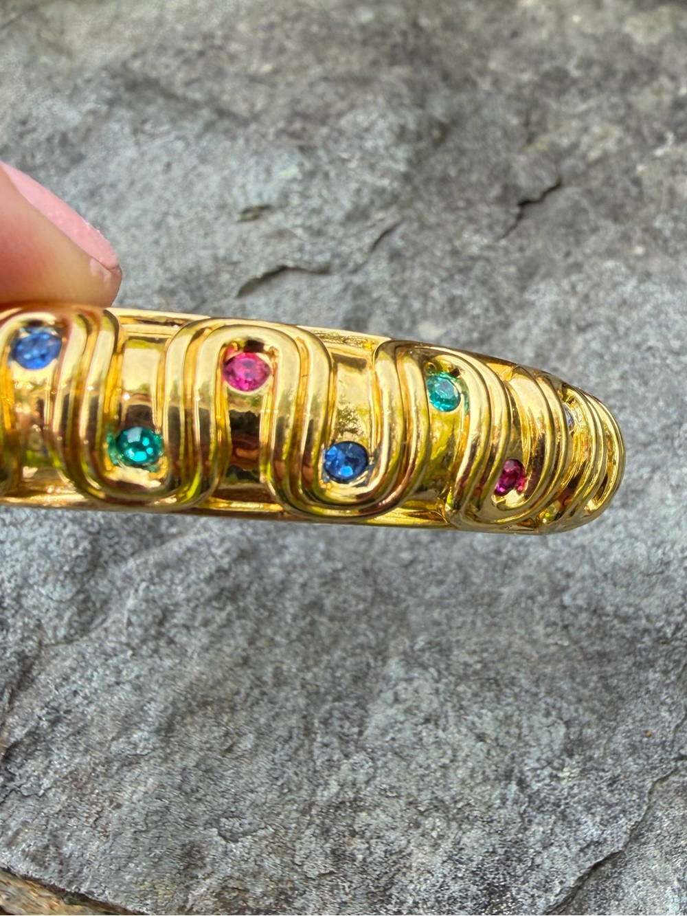 Vintage Swarovski Crystal Gold Multicolor Bangle Bracelet - Picture 6 of 12